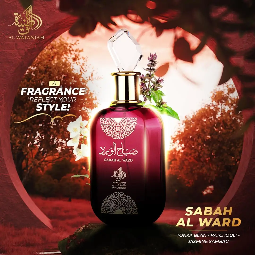 Frasco vinho intenso do perfume Sabah Al Ward Eau de Parfum 100ml da Al Wataniah, com detalhes dourados e design sofisticado, posicionado sobre fundo neutro. 📄 Descrição da Imagem A imagem apresenta o Sabah Al Ward Eau de Parfum 100ml da marca árabe Al Wataniah. O frasco tem tom vinho profundo com detalhes dourados, transmitindo luxo e elegância. Seu design robusto e refinado reflete a proposta da fragrância: intensa, feminina e envolvente. Ideal para destacar o produto em campanhas de perfumaria, beleza ou lifestyle. 🏷️ Legenda para Redes Sociais ou Publicidade Acorde sua essência com charme e mistério 🌹✨. Sabah Al Ward é o perfume que transforma presença em memória — sedução em forma de aroma. Se quiser, posso montar um carrossel com as notas olfativas e sugestões de uso ou criar uma comparação com outros perfumes árabes femininos. Posso seguir por esse caminho para você!