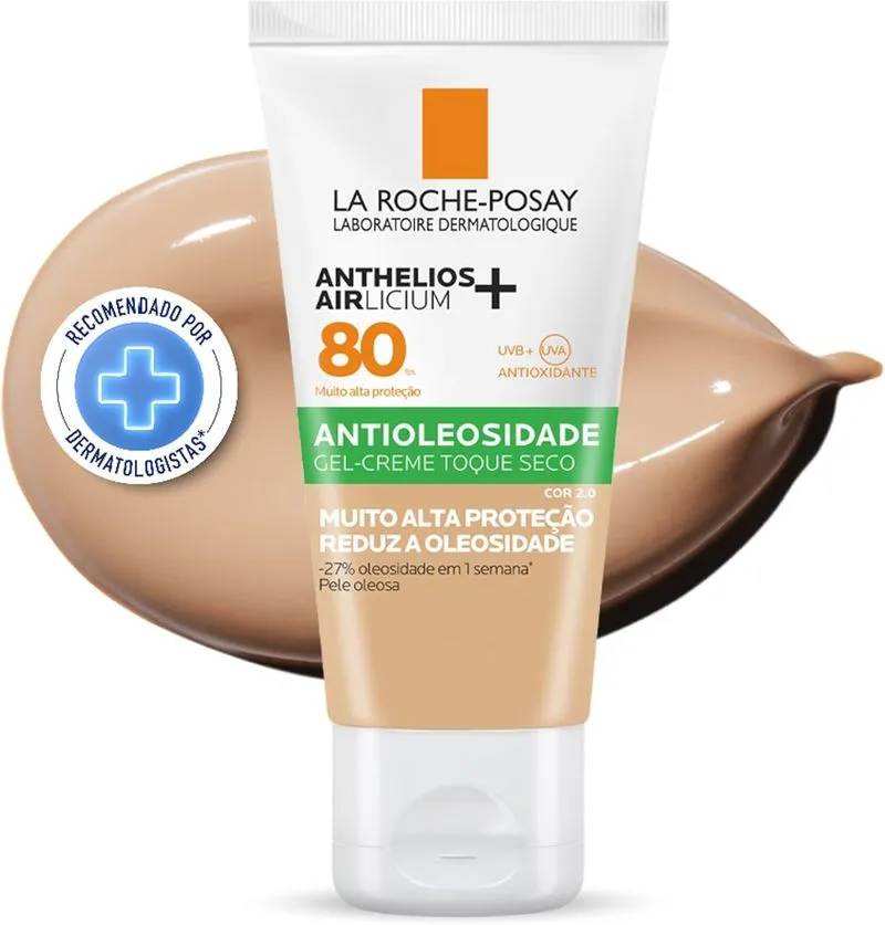 Protetor solar Anthelios Airlicium+ FPS 80 em gel creme para pele sensível e oleosa.