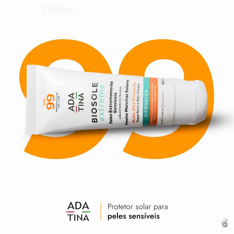 Protetor solar Biosole Extreme FPS 99 da Ada Tina para pele sensível e com rosácea.