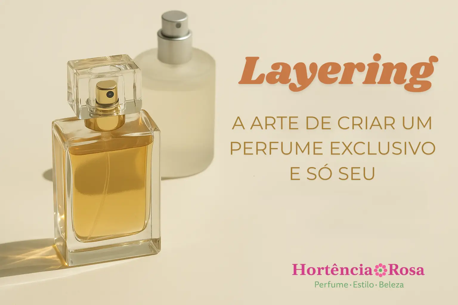 Perfumes sobrepostos para ilustrar o conceito de layering na criação de fragrâncias exclusivas