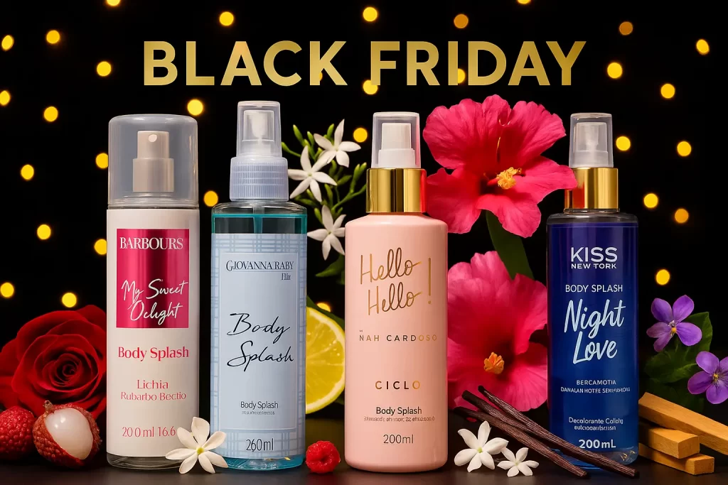 Black Friday body splash na Amazon com quatro body splash femininos em destaque