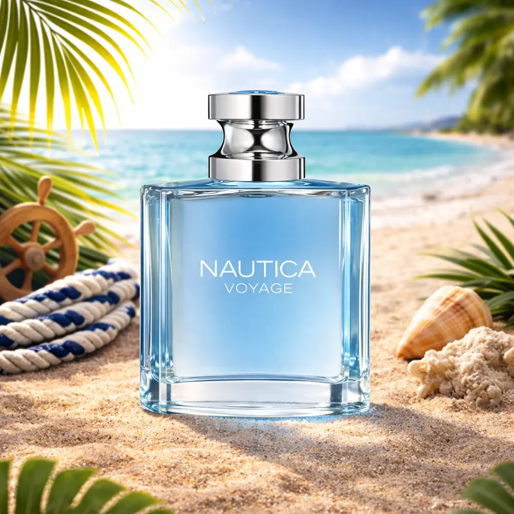 Nautica Voyage em cenário de verão na praia, perfume para Réveillon na praia fresco, leve e nada enjoativo.