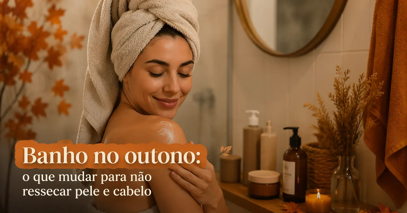 Banho no outono com cuidados para evitar ressecamento da pele e do cabelo.