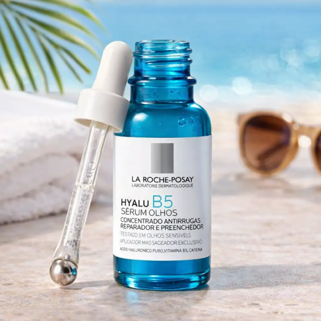 La Roche-Posay Hyalu B5 Sérum Olhos em destaque para contorno dos olhos para calor