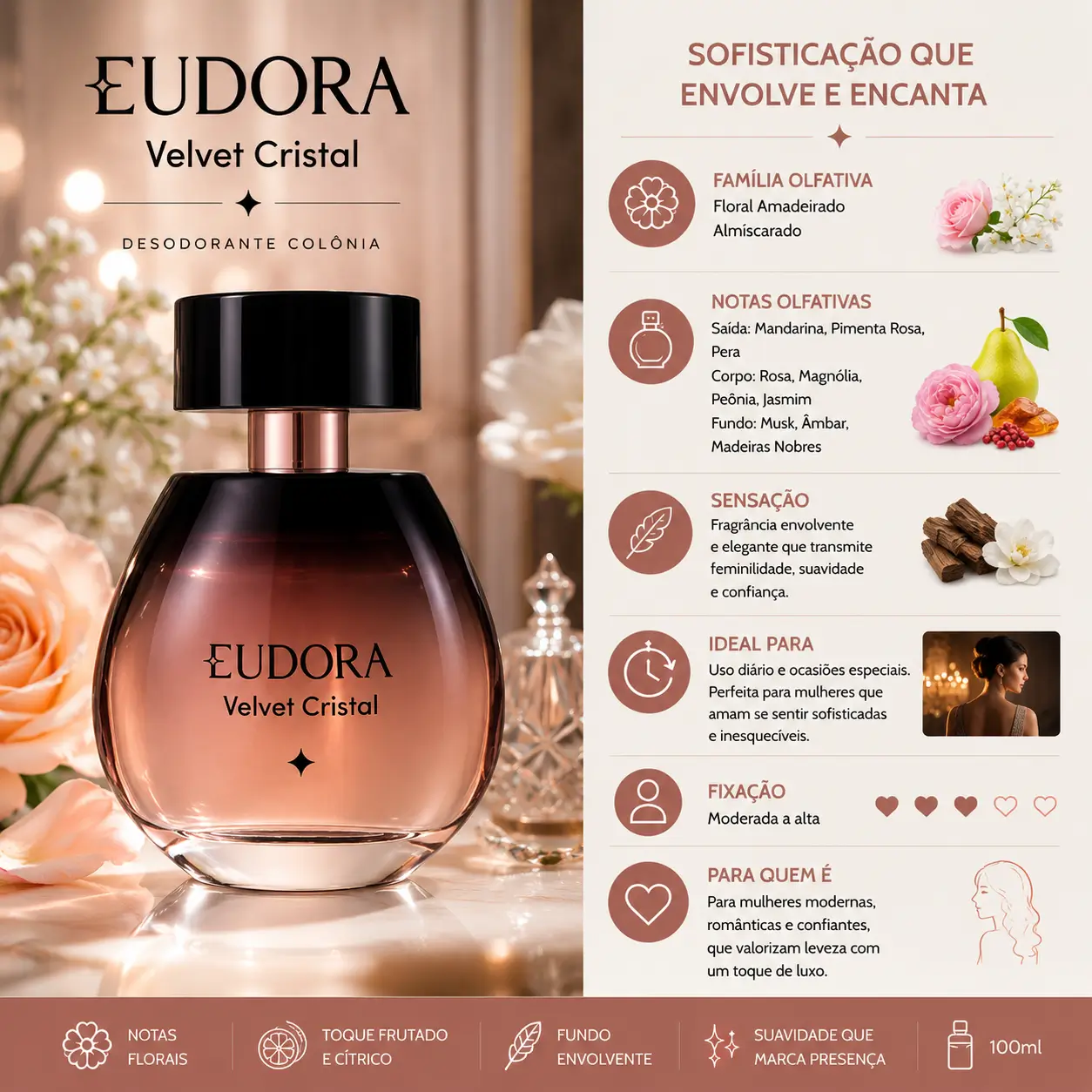 A imagem apresenta o perfume Granado Bergamota & Flor de Laranjeira Terrapeutics em um cenário natural com elementos cítricos e flores delicadas, destacando sua fragrância leve e refrescante. Ideal para quem busca um cheiro de abraço, combina notas de bergamota e flor de laranjeira que proporcionam sensação de tranquilidade, conforto e frescor ao longo do dia. Perfeito para uso diário e momentos de autocuidado.